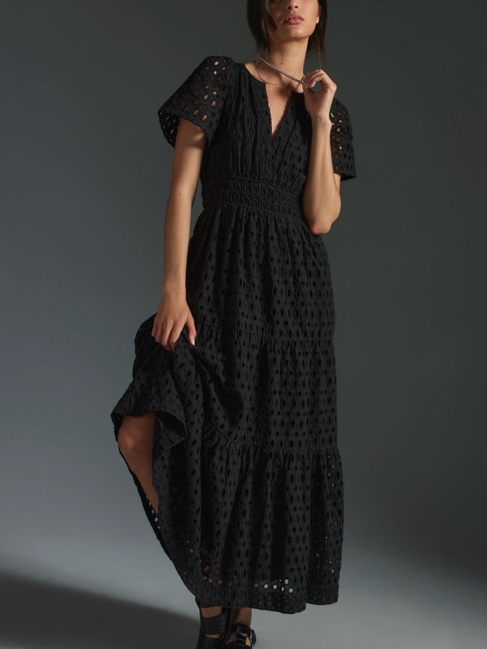 Anthropologie Somerset maxi dress eyelet edition Black xs